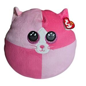 Ty Squish a Boo Scarlett Cat Plush‎ 9" Pink Glitter Eyes Whimsical 2021 NWT